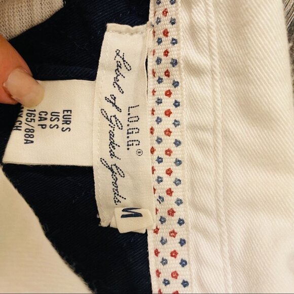 H&M Navy Blue & White Striped Nautical Sweatshirt Elbow Patches Crest Sz S - Picture 14 of 15